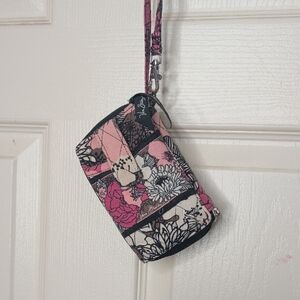 Vera Bradley Black and Pink Floral Wristlet